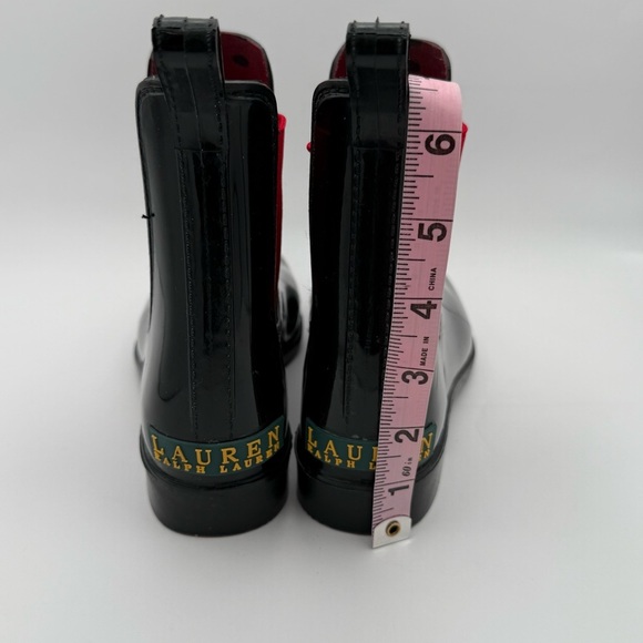 Lauren Ralph Lauren “Tally” Rain Boots Shiny Black & Red Short Women’s Size 6 - Picture 7 of 12